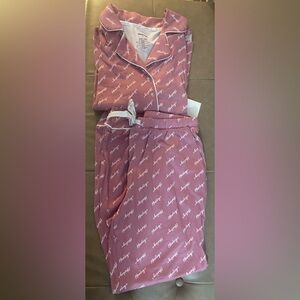 Hurley Pink Pajama Set with White Accents